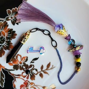 Ritual Tool Pendulum for Divination:         Black Onyx Lavender Tassel Pendulum